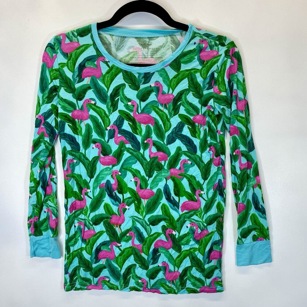 Little Sleepies Kids Size 16 Palm Springs Flamingo Bamboo Pajama Top